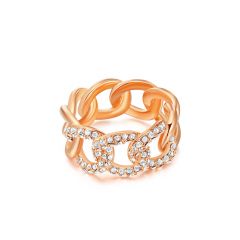 Gourmette links Statement Ring with Swarovski Crystals Rose Gold Plated