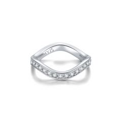 Wave Eternity Band Ring with Swarovski Crystals Rhodium Plated