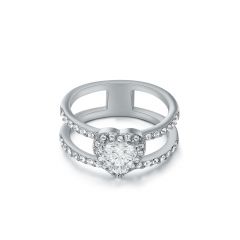 Cora Ring with CZ and Swarovski Crystals Rhodium Plated