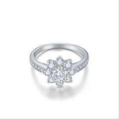 Royal Halo of Fire Cubic Zirconia Ring Rhodium Plated