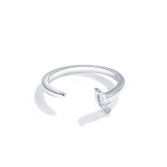 Baby Marquise CZ Open Ring Rhodium Plated