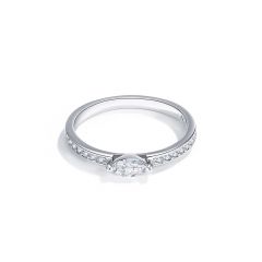 Metro Marquise Ring with Cubic Zirconia Rhodium Plated