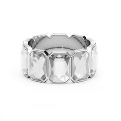 Octagon Band Ring Clear Crystals Rhodium Plated