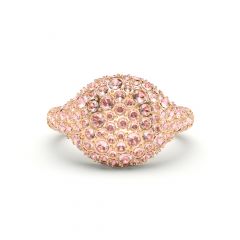 Pave Dome Cocktail Ring Vintage Rose Crystals Rose Gold Plated
