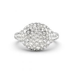 Pave Dome Cocktail Ring Clear Crystals Rhodium Plated