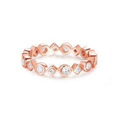Alluring Brilliant Princess Cut Ring Sterling Silver Rose Gold Plated
