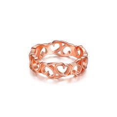 Loving Ribbon Heart Ring in Sterling Silver Rose Gold Plated