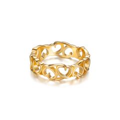 Loving Ribbon Heart Ring in Sterling Silver Gold Plated