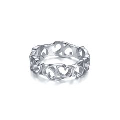 Loving Ribbon Heart Ring in Sterling Silver Rhodium Plated