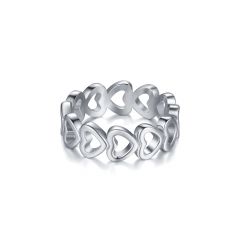 Loving Heart Band in Sterling Silver Rhodium Plated