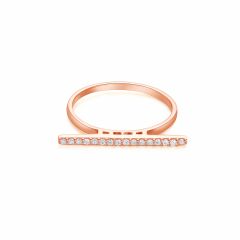 Pave Bar Statement Ring in Sterling Silver Rose Gold Plated