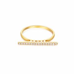 Pave Bar Statement Ring in Sterling Silver Gold Plated