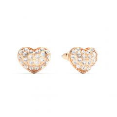Alana Heart Stud Earrings Clear Crystals Rose Gold Plated