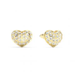 Alana Heart Stud Earrings Clear Crystals Gold Plated