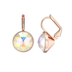 Bella Earrings 4 Carat Drop Earrings Crystal Aurore Boreale Crystals Rose Gold Plated