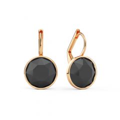 Bella Earrings with 4 Carat Jet Hematite Crystals Rose Gold Plated
