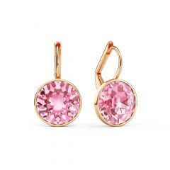 Bella Earrings with 4 Carat Light Rose Crystals Rose Gold Plated