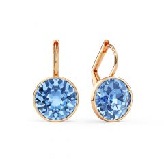 Bella Earrings with 4 Carat Light Sapphire Crystals Rose Gold Plated