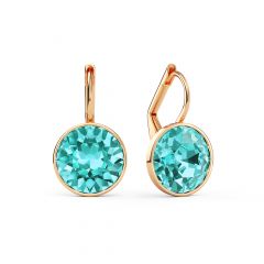 Bella Earrings 4 Carat Drop Earrings Light Turquoise Crystals Rose Gold Plated