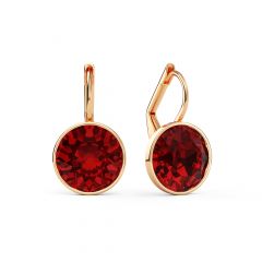 Bella Earrings with 4 Carat Ruby Crystals Rose Gold Plated