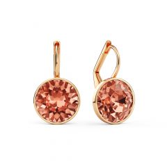 Bella Earrings 4 Carat Drop Earrings Rose Peach Crystals Rose Gold Plated