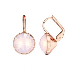 Bella Earrings with 4 Carat Rose Water Opal Crystals Rose Gold Plated