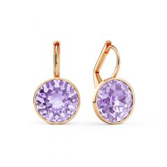 Bella Earrings with 4 Carat Violet Crystals Rose Gold Plated