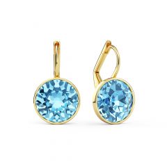 Bella Earrings with 4 Carat Aquamarine Crystals Gold Plated
