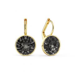 Bella Earrings with 4 Carat Black Diamond Crystals Gold Plated