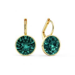 Bella Earrings with 4 Carat Blue Zircon Crystals Gold Plated