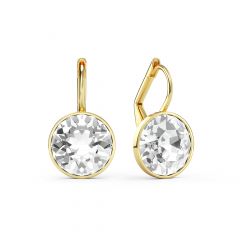 Bella Earrings with 4 Carat Clear Crystals Gold Plated