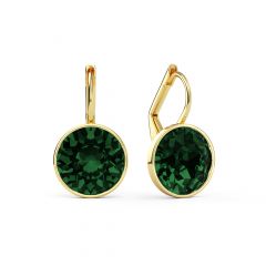 Bella Earrings with 4 Carat Emerald Crystals Gold Plated