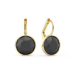 Bella Earrings with 4 Carat Jet Hematite Crystals Gold Plated