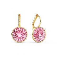 Bella Earrings with 4 Carat Light Rose Crystals Gold Plated