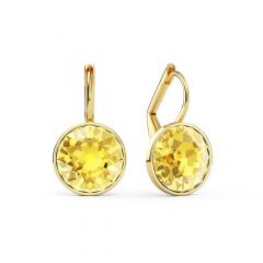 Bella Earrings with 4 Carat Light Topaz Crystals Gold Plated