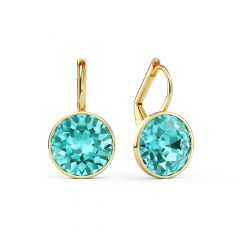 Bella Earrings 4 Carat Drop Earrings Light Turquoise Crystals Gold Plated