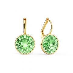 Bella Earrings with 4 Carat Peridot Crystals Gold Plated