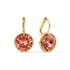 Bella Earrings 4 Carat Drop Earrings Rose Peach Crystals Gold Plated