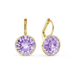 Bella Earrings with 4 Carat Violet Crystals Gold Plated