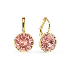 Bella Earrings with 4 Carat Vintage Rose Crystals Gold Plated
