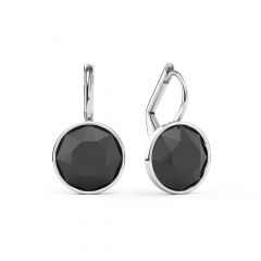 Bella Earrings with 4 Carat Jet Hematite Crystals Silver Plated