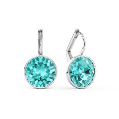 Bella Earrings 4 Carat Drop Earrings Light Turquoise Crystals Rhodium Plated