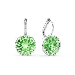 Bella Earrings with 4 Carat Peridot Crystals Silver Plated