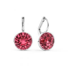 Bella Earrings with 4 Carat Rose Crystals Silver Plated