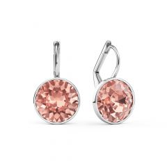 Bella Earrings with 4 Carat Vintage Rose Crystals Silver Plated