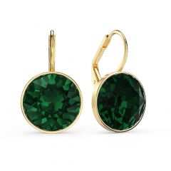 Bella Earrings with 8.5 Carat Emerald Crystals Gold Plated