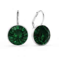 Bella Earrings with 8.5 Carat Emerald Crystals Silver Plated