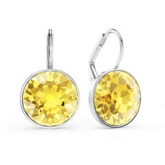 Bella Earrings with 8.5 Carat Light Topaz Crystals Silver Plated