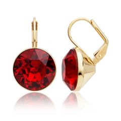 Bella Earrings with 8.5 Carat Ruby Crystals Gold Plated