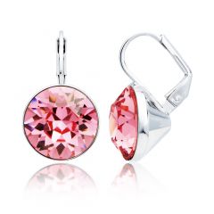 Bella Earrings with 8.5 Carat Light Rose Crystals Rhodium Plated